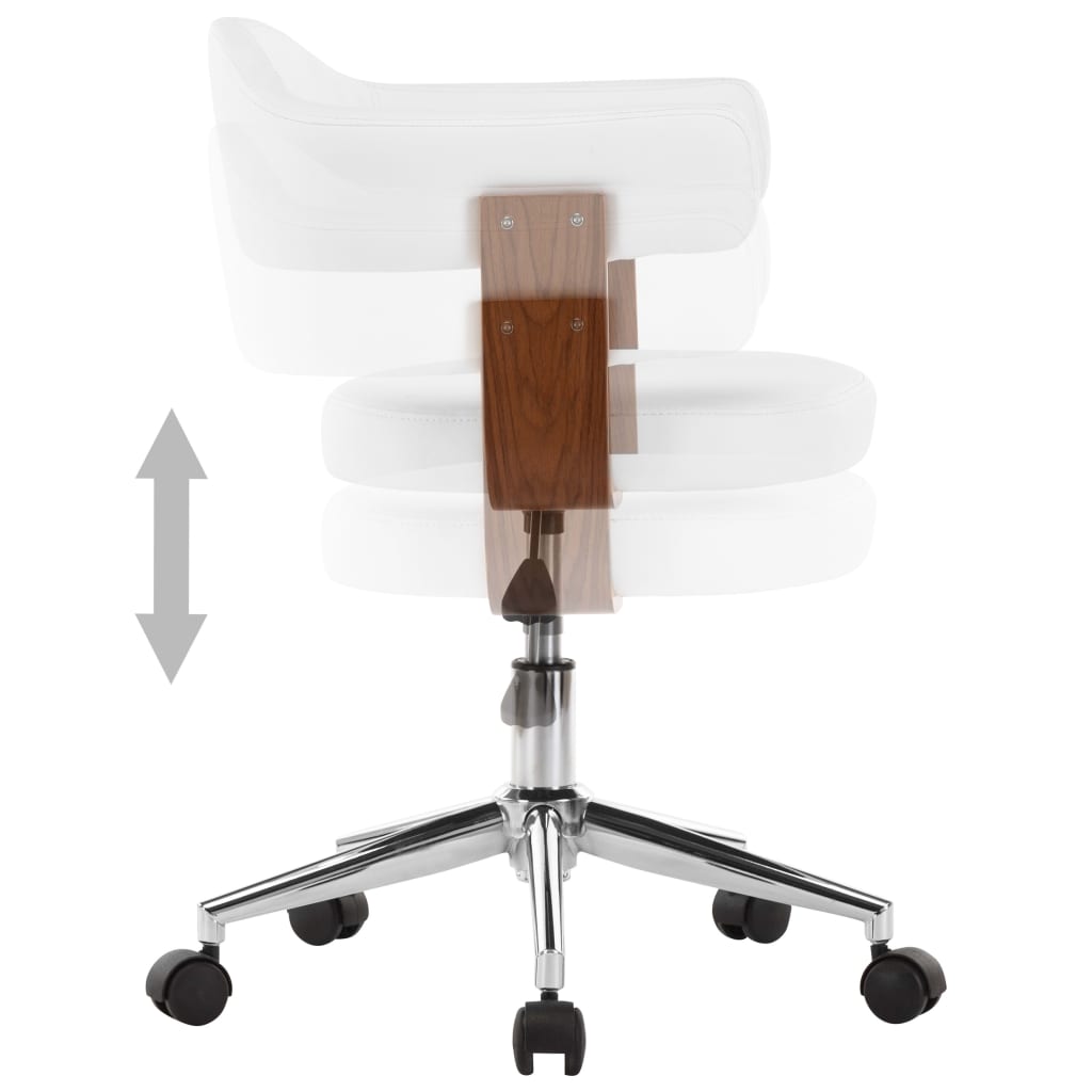 vidaXL Obrotowe krzesło stołowe, białe, gięte drewno i sztuczna skóra