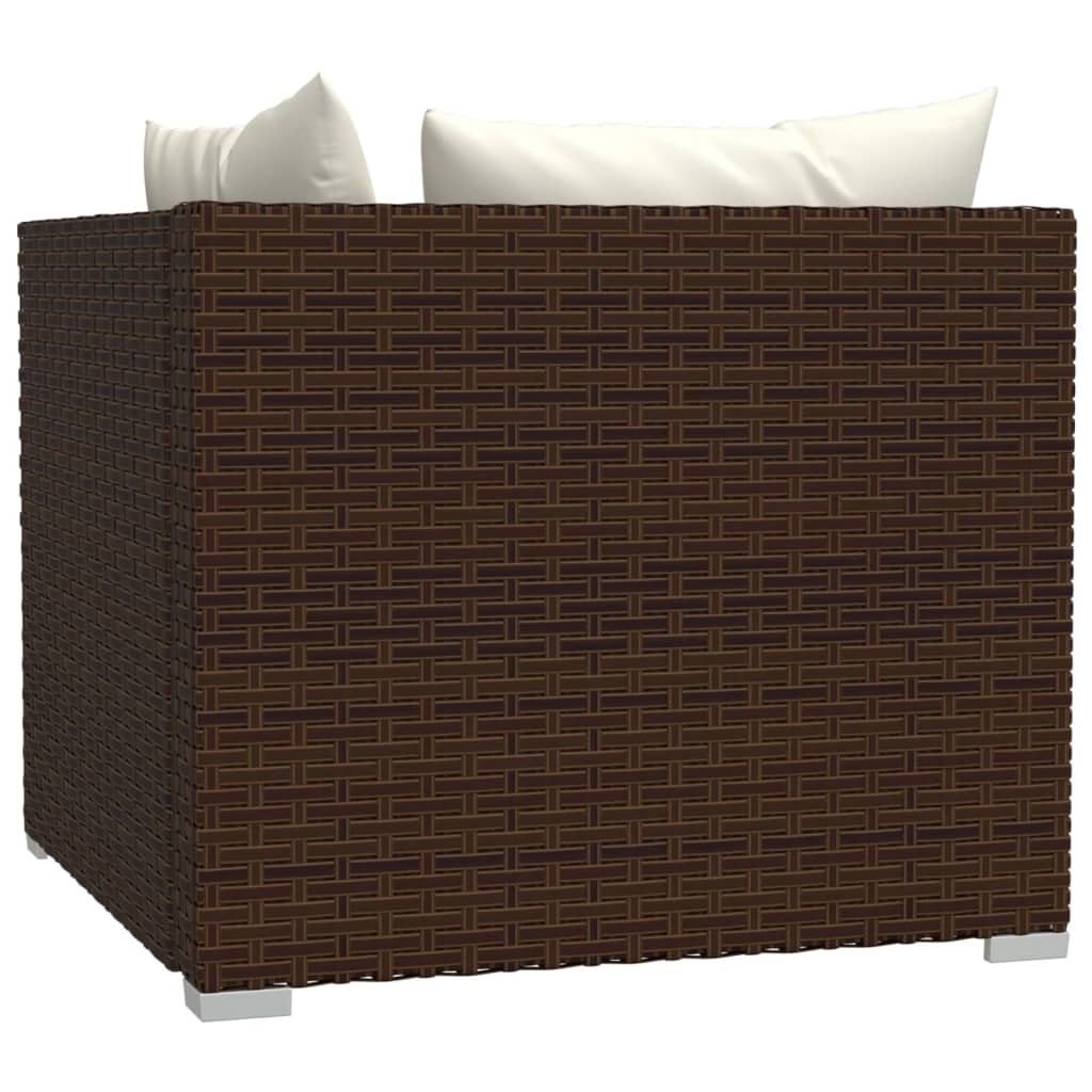 vidaXL 2-osobowa sofa z poduszkami, brązowa, polirattan