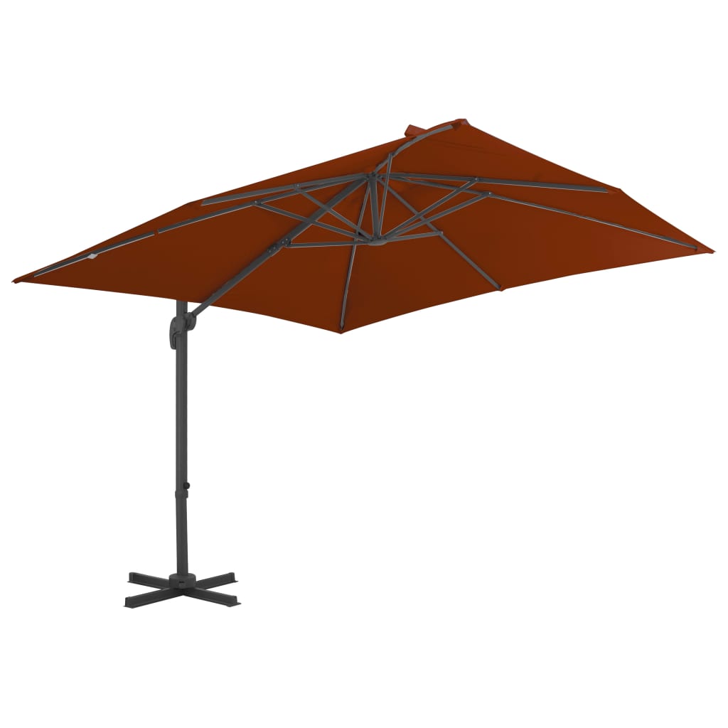 vidaXL Wiszący parasol na słupku aluminiowym, terakotowy, 300x300 cm