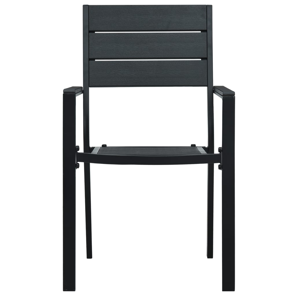 vidaXL Krzesła ogrodowe, 4 szt., czarne, HDPE o wyglądzie drewna