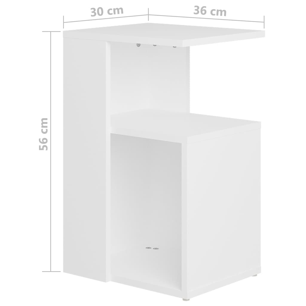 vidaXL Stolik boczny, biały, 36x30x56 cm, płyta wiórowa