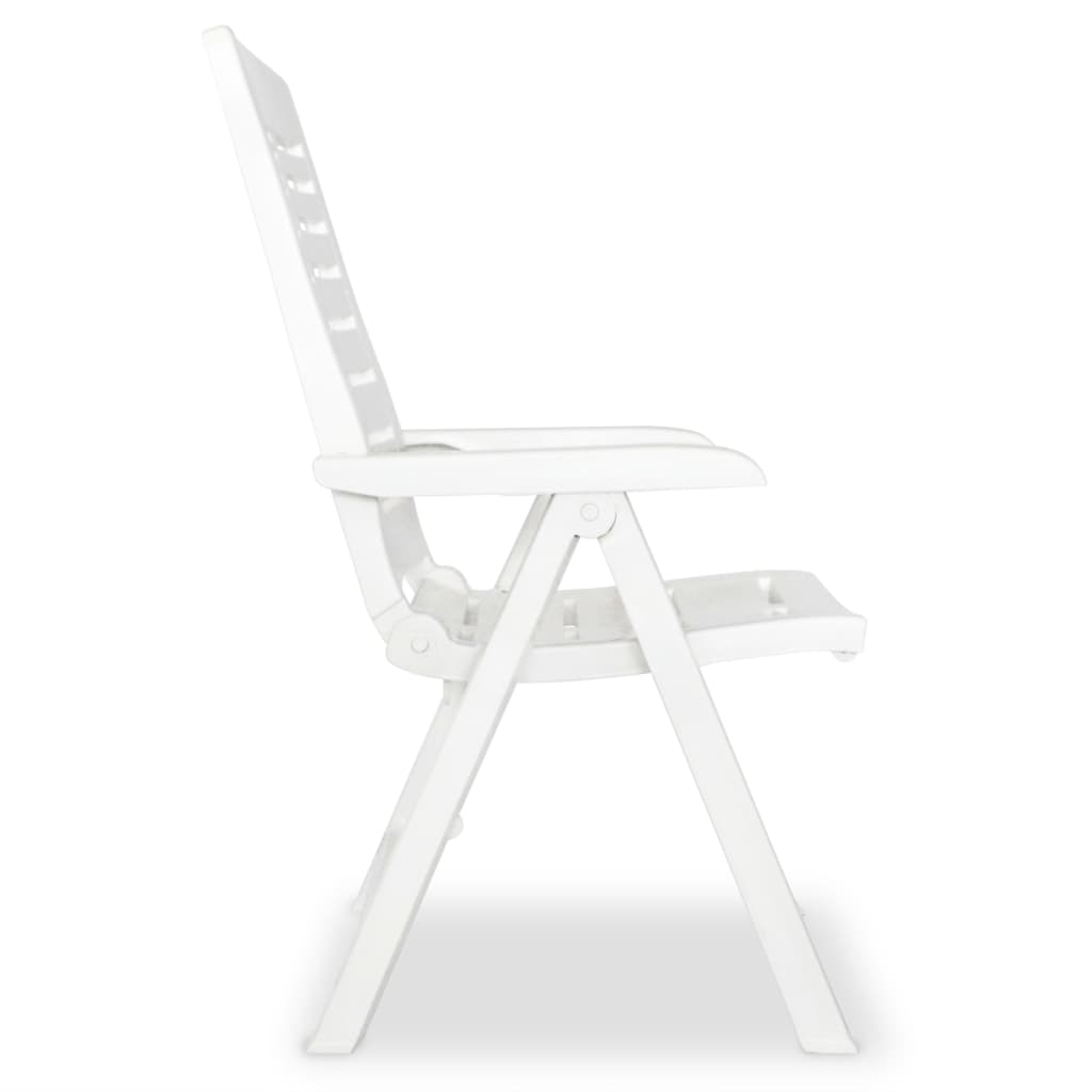 vidaXL Rozkładane krzesła ogrodowe, 6 szt., plastikowe, białe