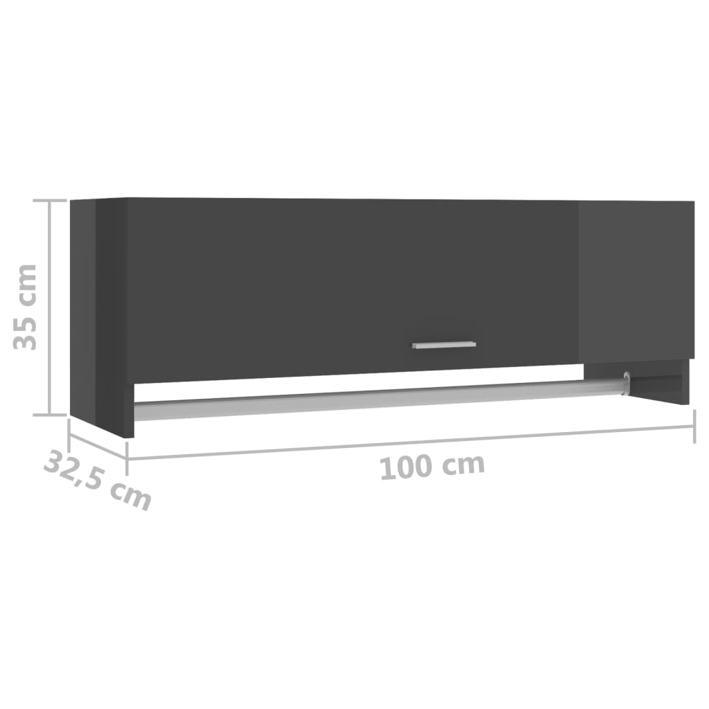 vidaXL Szafka, szara na wysoki połysk, 100x32,5x35 cm, płyta wiórowa