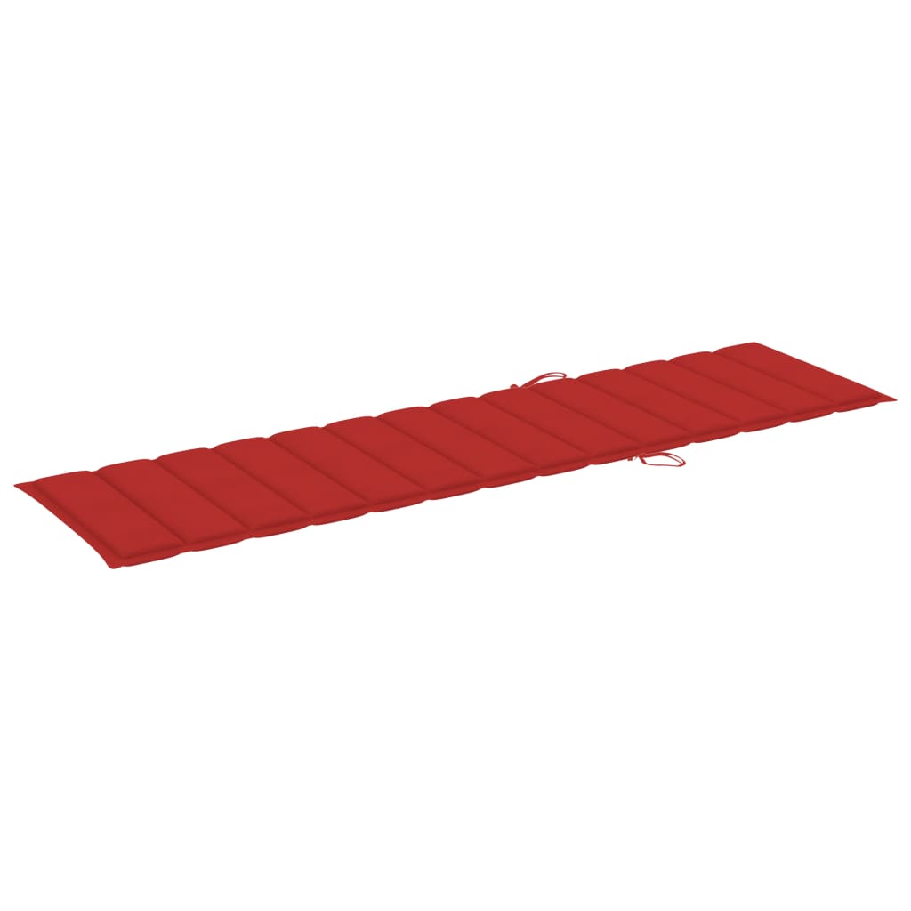 vidaXL Leżak z czerwoną poduszką, lite drewno tekowe