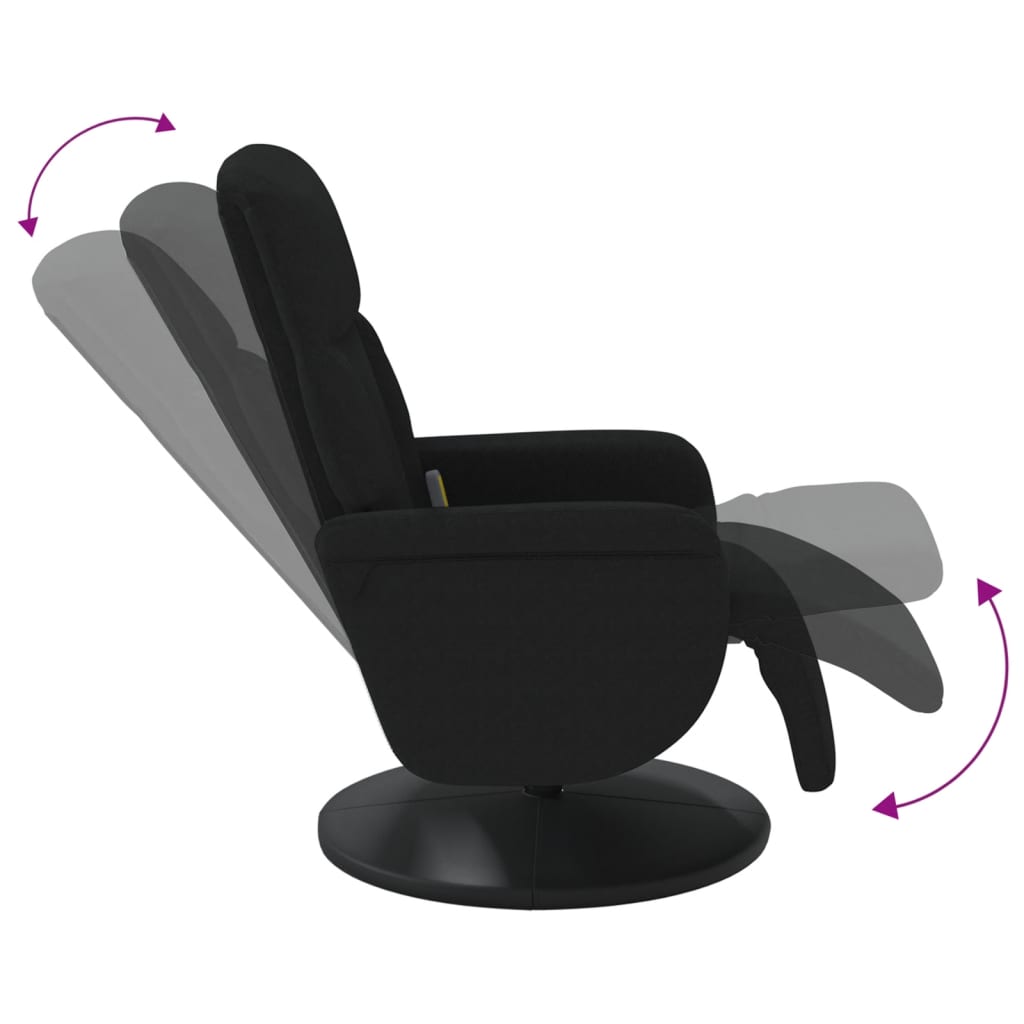 vidaXL Rozkładany fotel masujący z podnóżkiem, czarny, aksamit