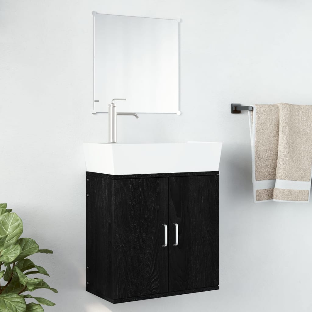 vidaXL 2-cz zestaw mebli łazienkowych, czarny, materiał drewnopochodny