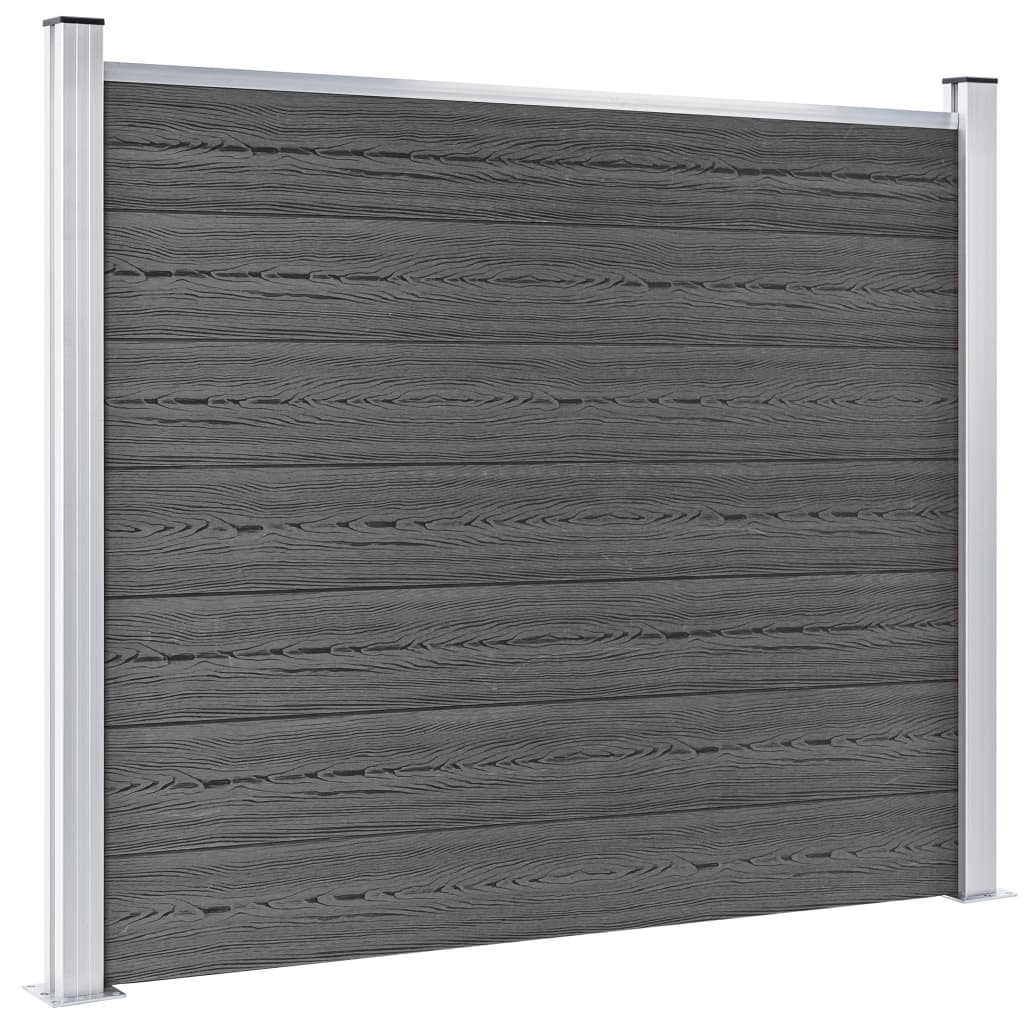 vidaXL Zestaw paneli ogrodzeniowych z WPC, 872 x 146 cm, czarny