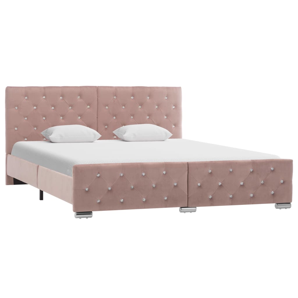 vidaXL Rama łóżka, różowa, tapicerowana aksamitem, 160x200 cm