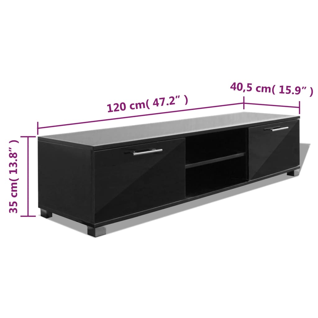 vidaXL Szafka pod TV na wysoki połysk czarna 120x40,5x35 cm