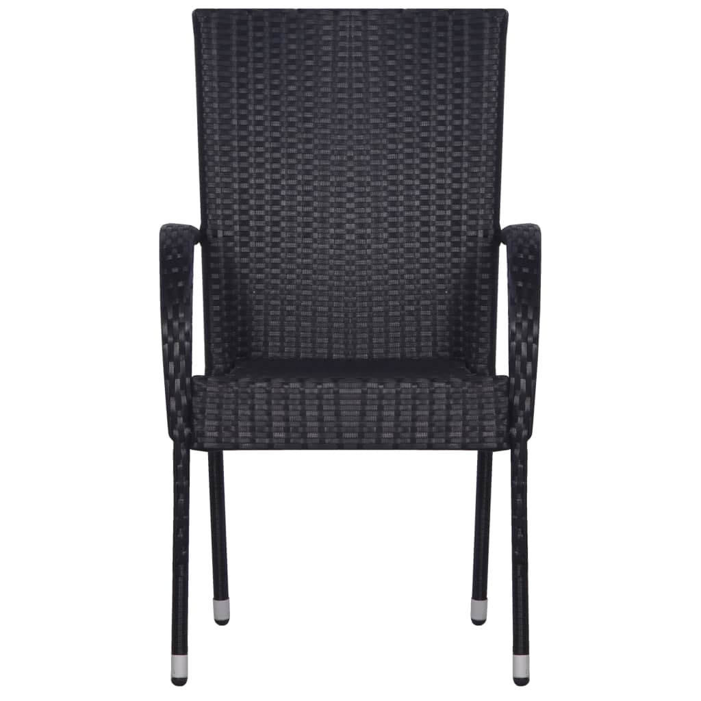 vidaXL Sztaplowane krzesła ogrodowe, 6 szt., polirattan, czarne