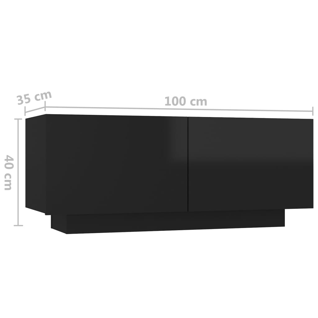 vidaXL Szafka pod TV, wysoki połysk, czarna, 100x35x40 cm