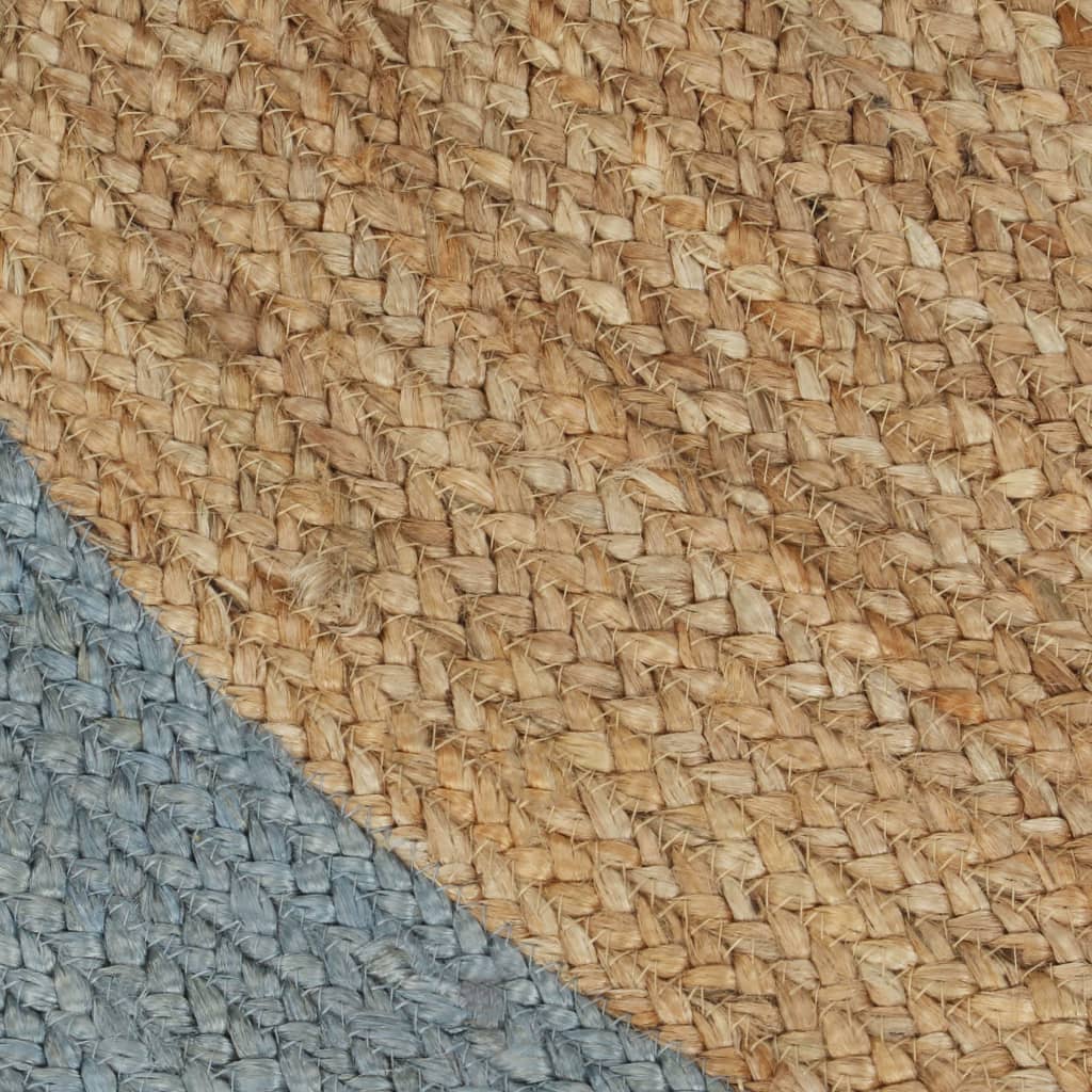 vidaXL Ręcznie wykonany dywanik, juta, oliwkowozielona krawędź, 90 cm