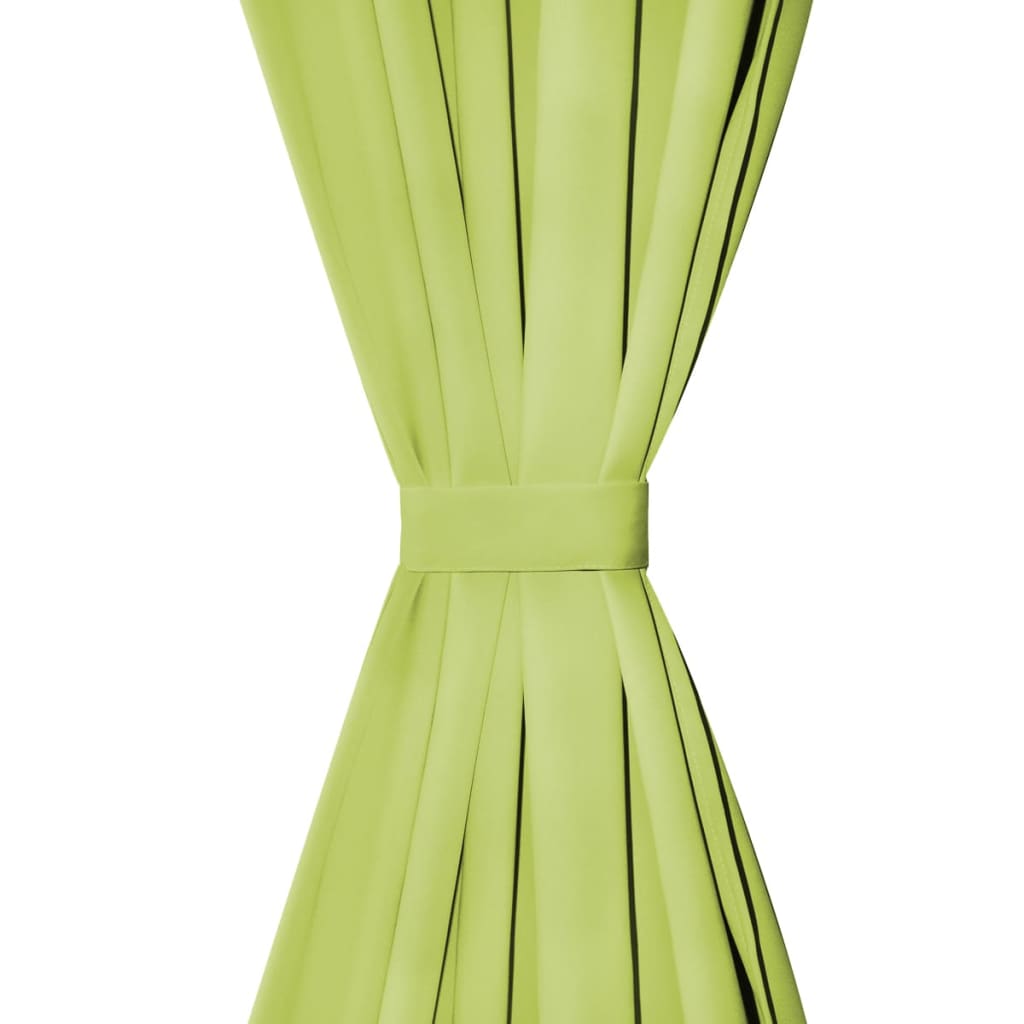 vidaXL Zasłony z mikrosatyny, 2 szt., z pętelkami, 140x225 cm, zielone