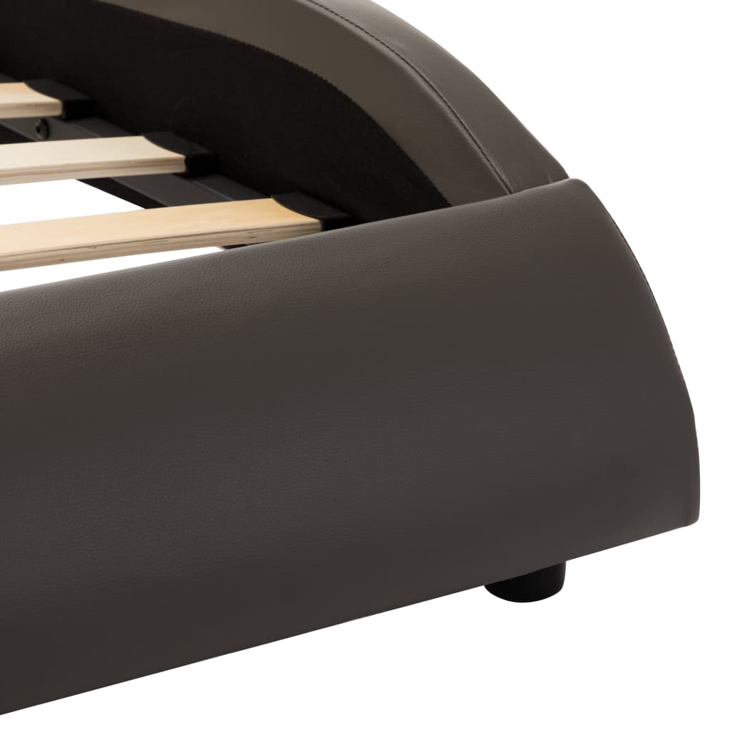 vidaXL Rama łóżka z LED, szaro-biała, sztuczna skóra, 120 x 200 cm