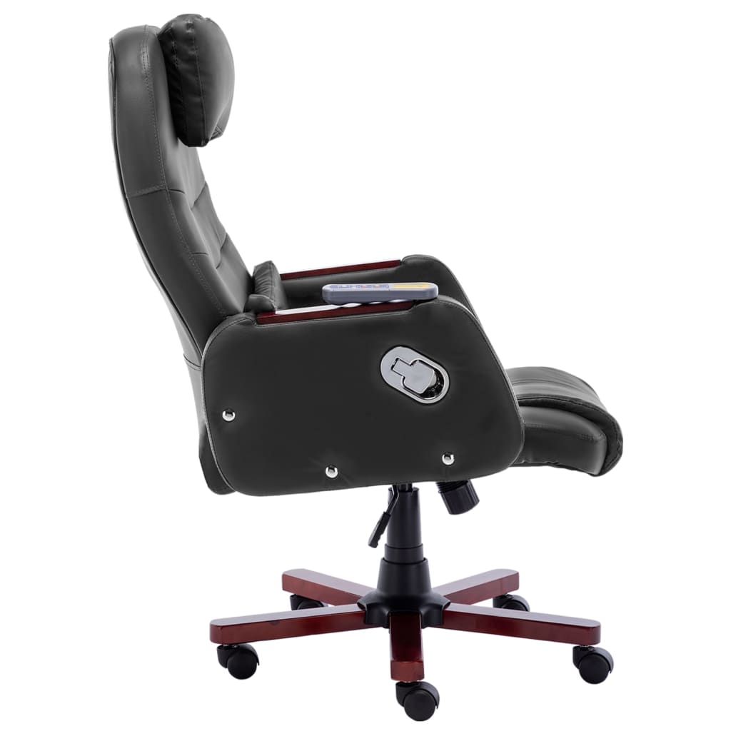vidaXL Krzesło biurowe z funkcją masażu, czarne, sztuczna skóra