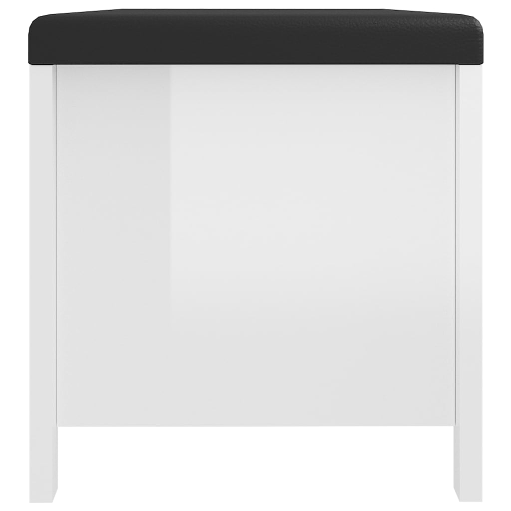 vidaXL Skrzynia z poduszką, biała z połyskiem, 105x40x45 cm, płyta