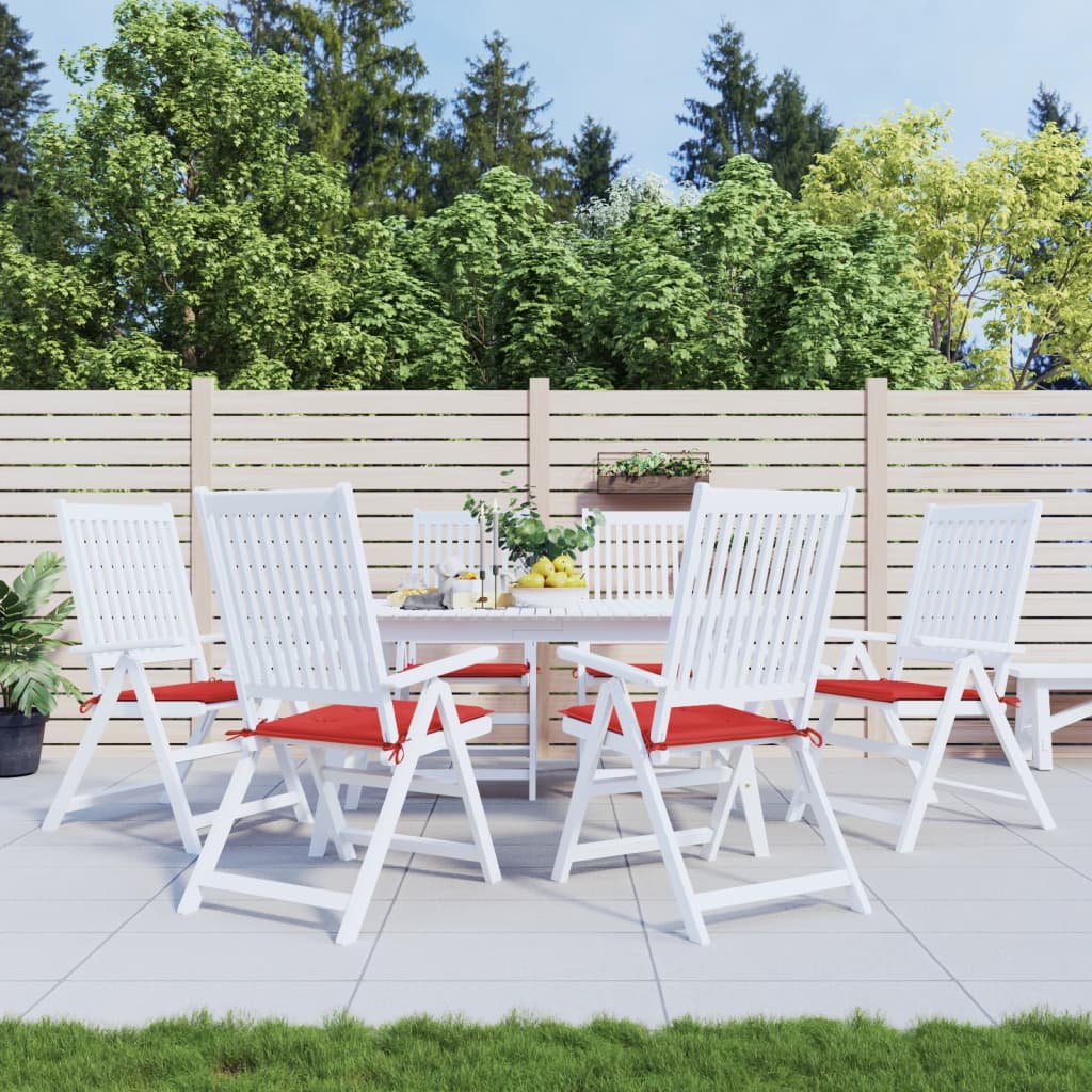 vidaXL Poduszki na krzesła ogrodowe, 6 szt., czerwone, 40x40x3 cm