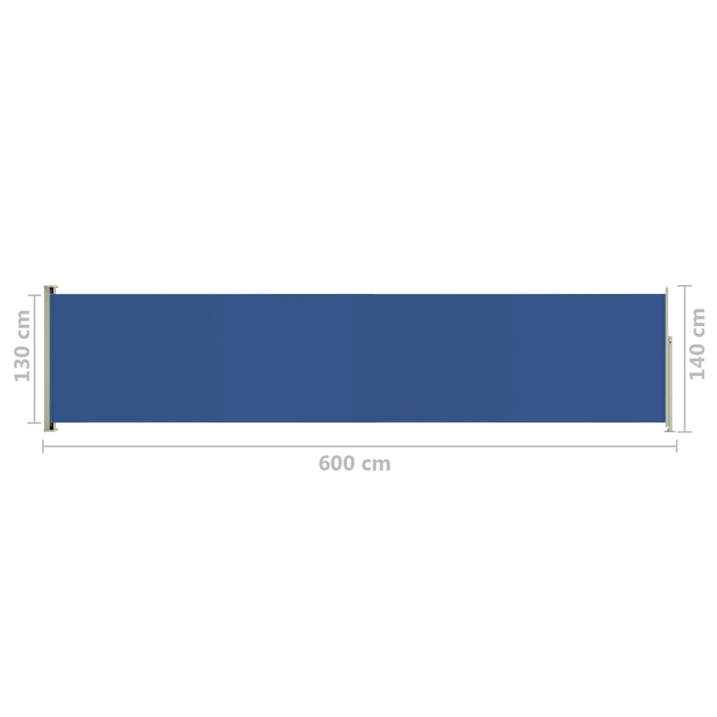 vidaXL Wysuwana markiza boczna na taras, 140 x 600 cm, niebieska