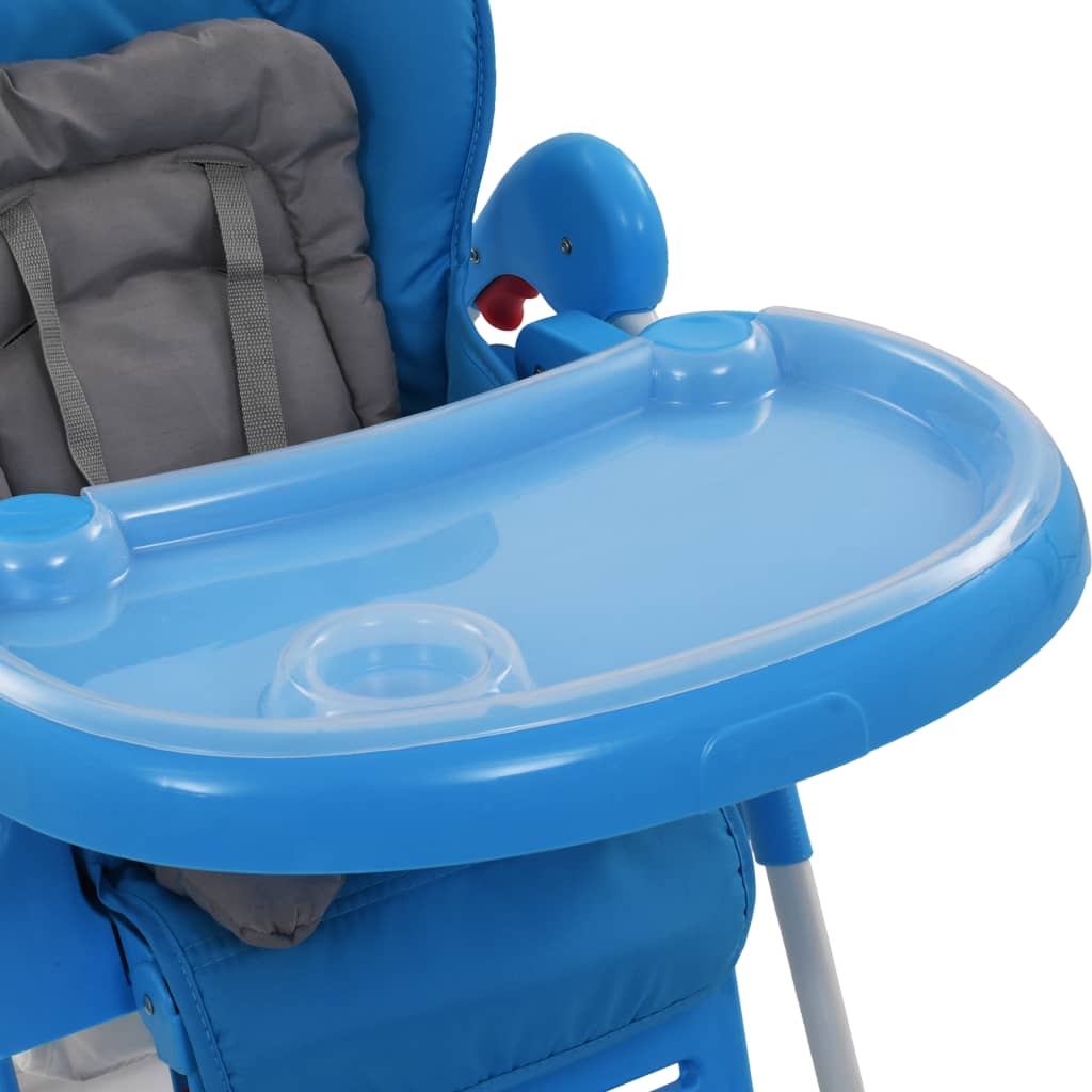 vidaXL Krzesełko do karmienia dzieci, niebiesko-szare
