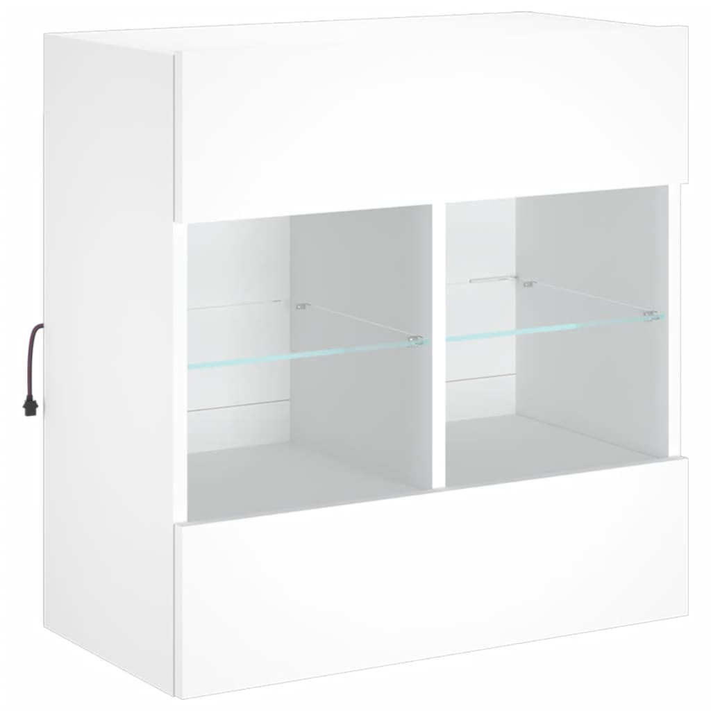 vidaXL Ścienna szafka TV z LED, biała, 58,5x30x60,5 cm