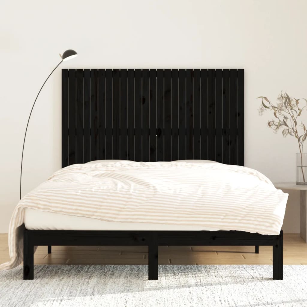 vidaXL Wezgłowie łóżka, czarne, 159,5x3x110 cm, lite drewno sosnowe