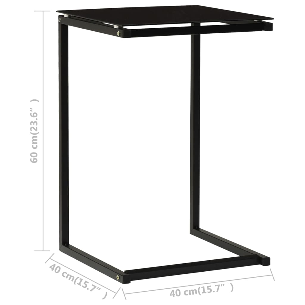vidaXL Stolik boczny, czarny, 40x40x60 cm, szkło hartowane