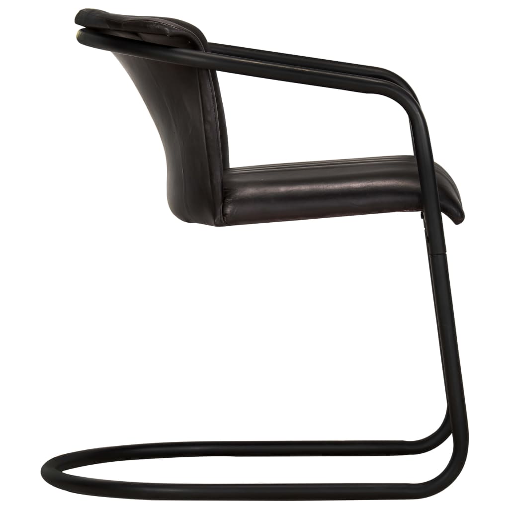 vidaXL Krzesła stołowe, 2 szt., czarne, skóra naturalna