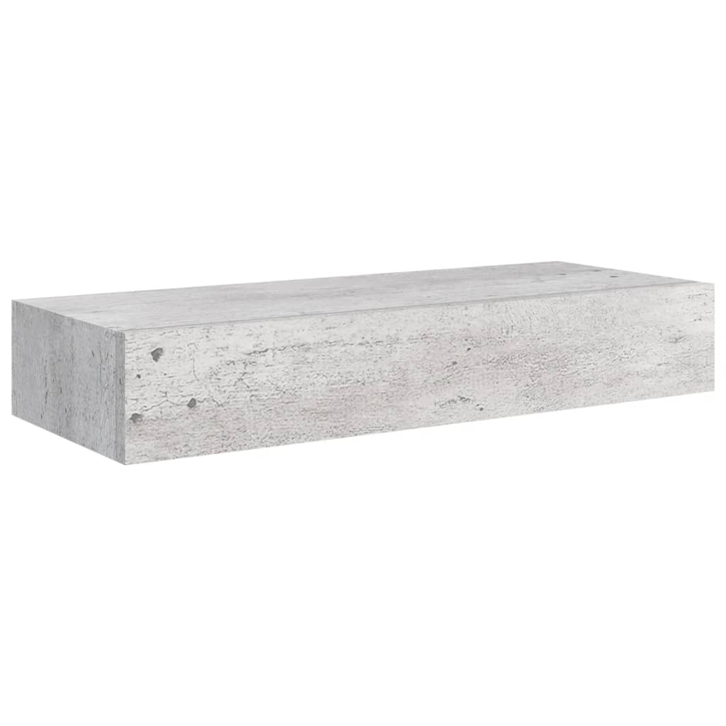 vidaXL Półka ścienna z szufladą, szarość betonu, 60x23,5x10 cm, MDF
