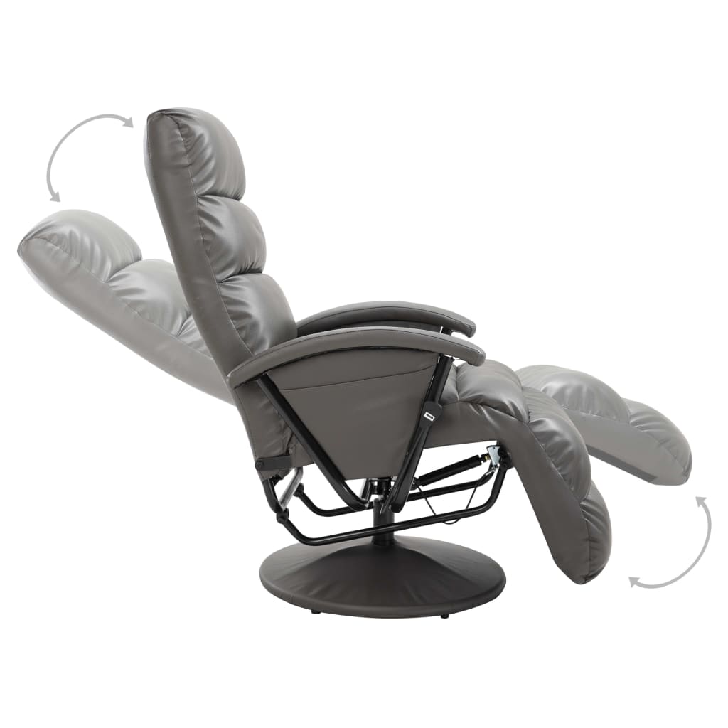 vidaXL Rozkładany fotel telewizyjny, szary, sztuczna skóra
