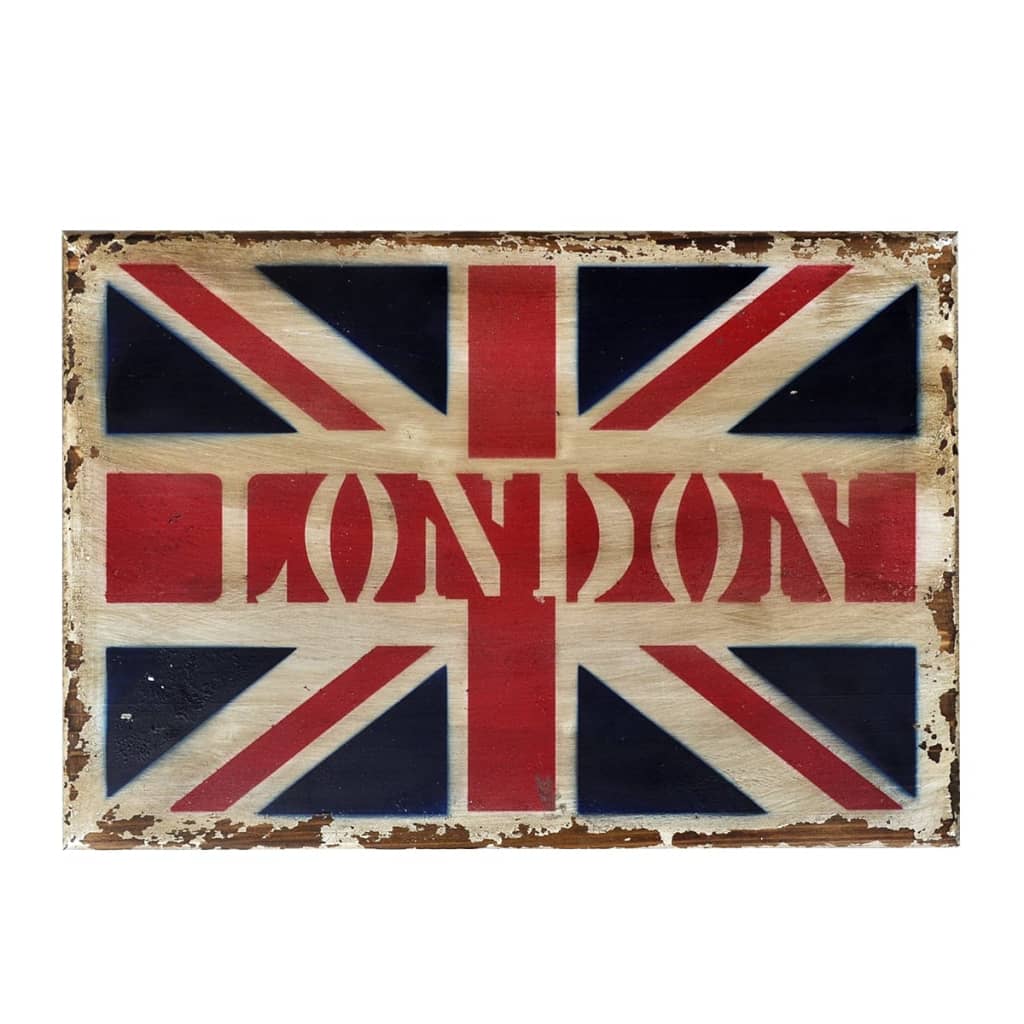vidaXL Stolik kawowy z drewnianym blatem z flagą brytyjską