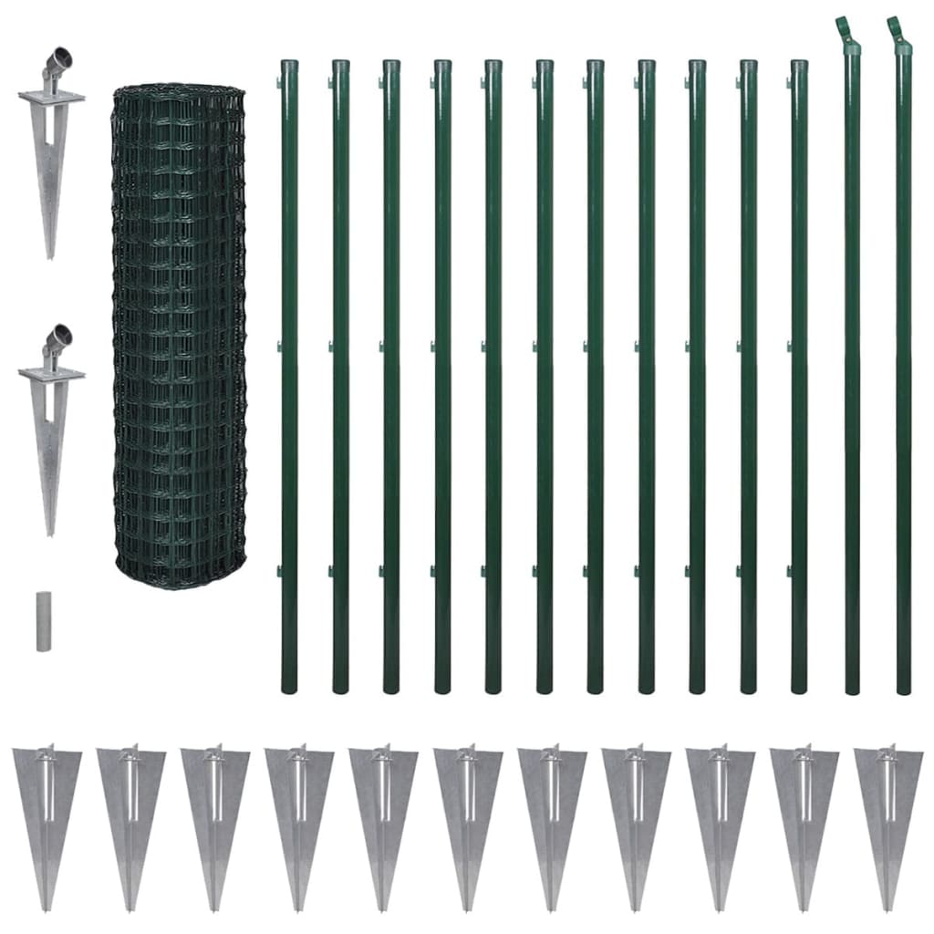 vidaXL Euro ogrodzenie, stalowe, 25 x 1,7 m, zielone