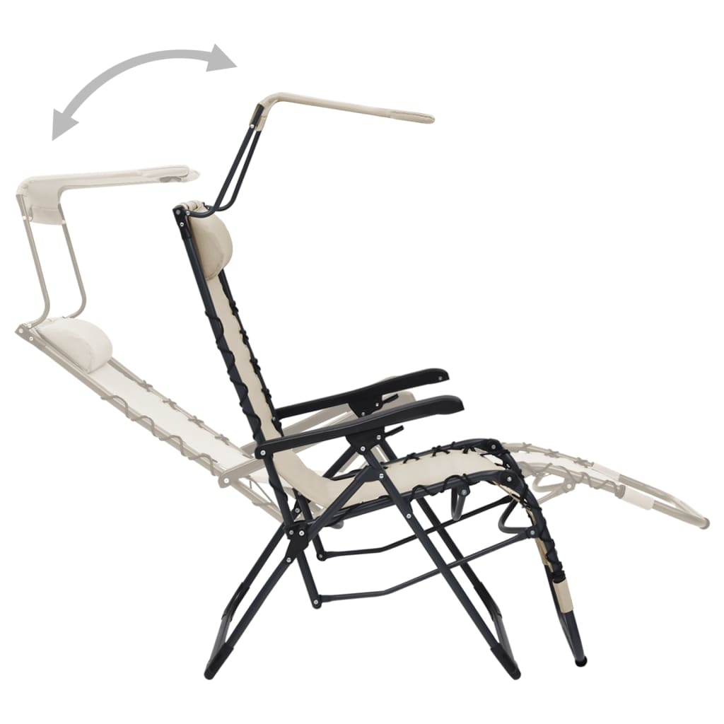 vidaXL Składane krzesło tarasowe, kremowe, tworzywo textilene