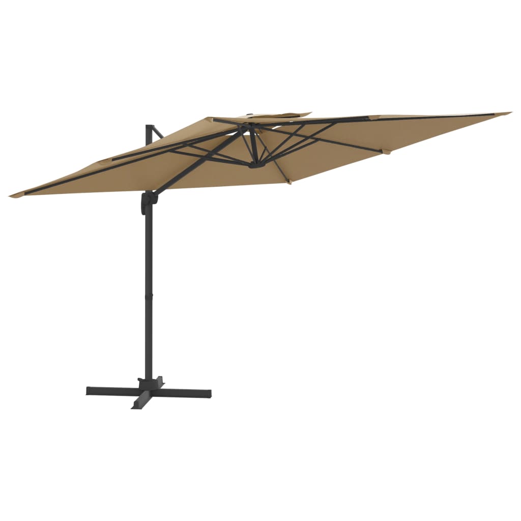vidaXL Wiszący parasol z podwójną czaszą, kolor taupe, 300x300 cm