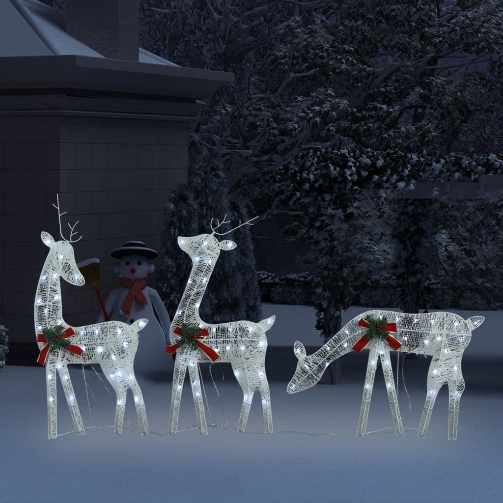 vidaXL Ozdoba świąteczna: rodzina reniferów, 270x7x90 cm, zimna biel