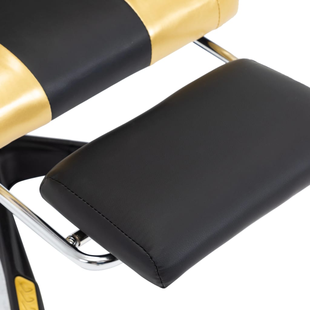 vidaXL Fotel dla gracza, z podnóżkiem, złoto-czarny, sztuczna skóra