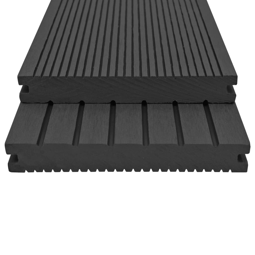 vidaXL Deski tarasowe z litego WPC z akcesoriami, 10 m², 2,2 m, czarne