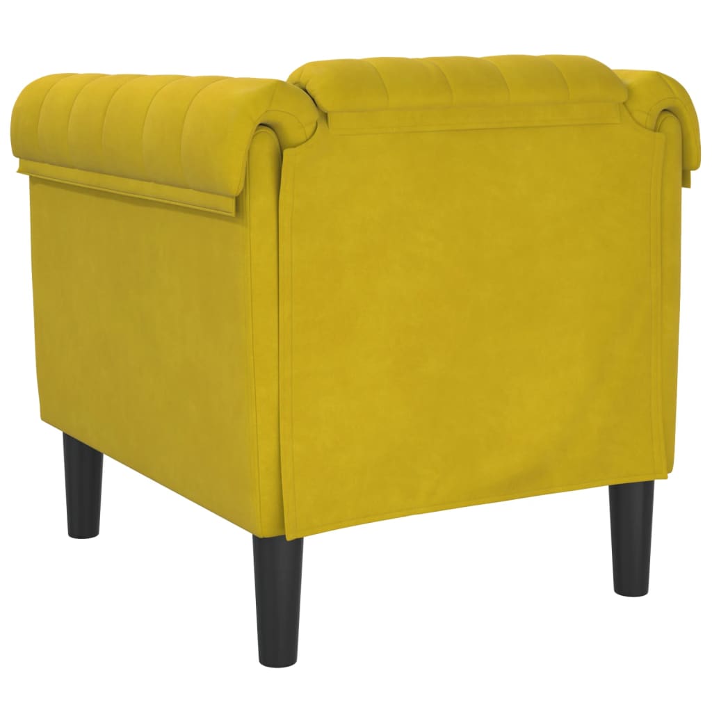 vidaXL Fotel, żółty, tapicerowany aksamitem