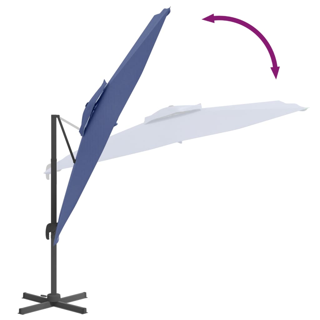 vidaXL Wiszący parasol z podwójną czaszą, lazurowy, 300x300 cm
