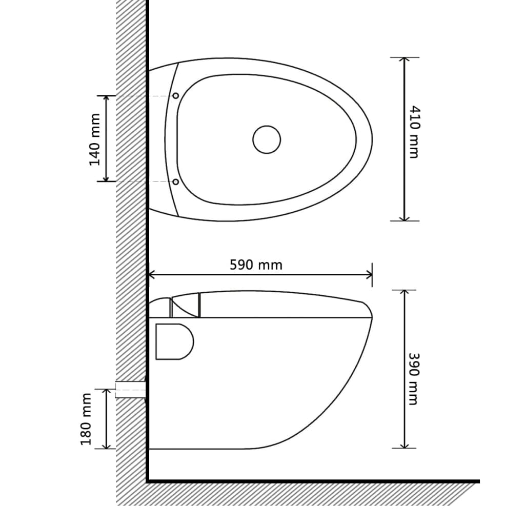 vidaXL Podwieszana toaleta owalna, ze zbiornikiem, czarna