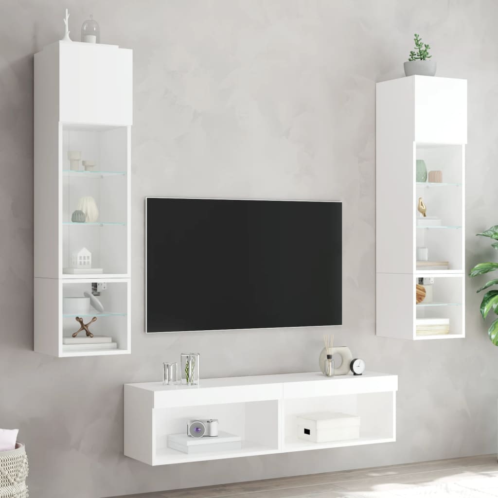 vidaXL 6-częściowy zestaw mebli TV z LED, biały