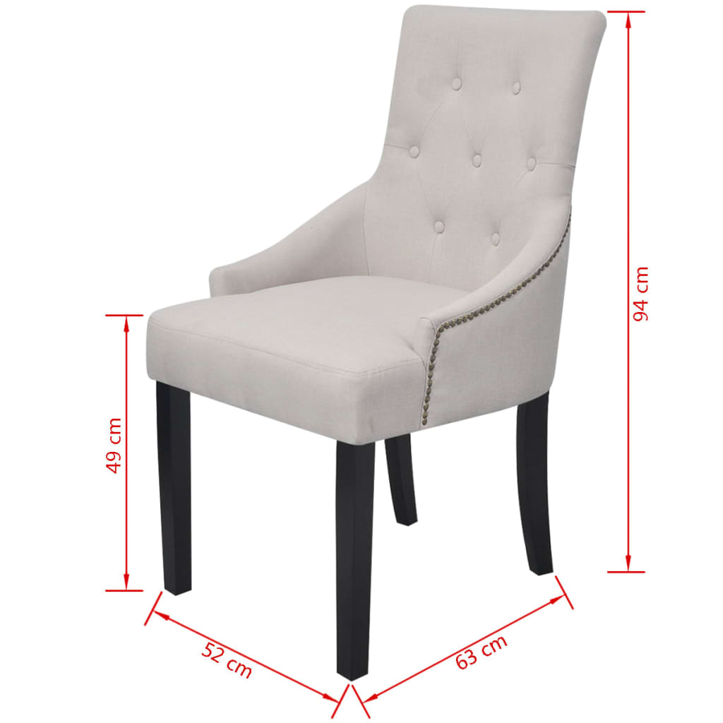 vidaXL Krzesła stołowe, 2 szt., kremowa szarość, tkanina
