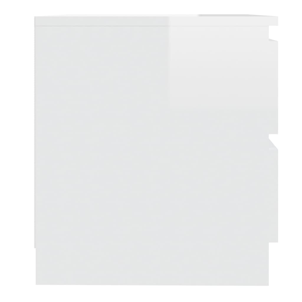 vidaXL Szafka nocna, biała, wysoki połysk, 50x39x43,5 cm, płyta