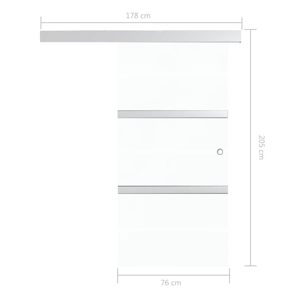 vidaXL Drzwi przesuwne, ograniczniki, szkło ESG i aluminium, 76x205 cm