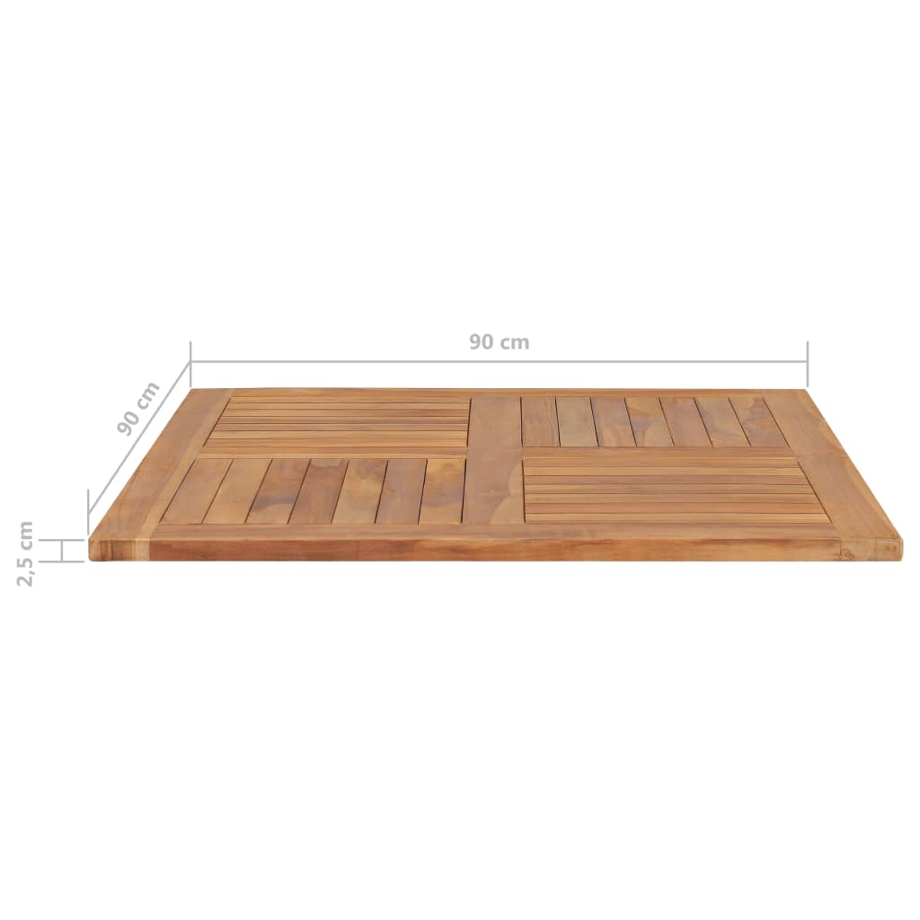 vidaXL Blat stołu, lite drewno tekowe, kwadratowy, 90x90x2,5 cm