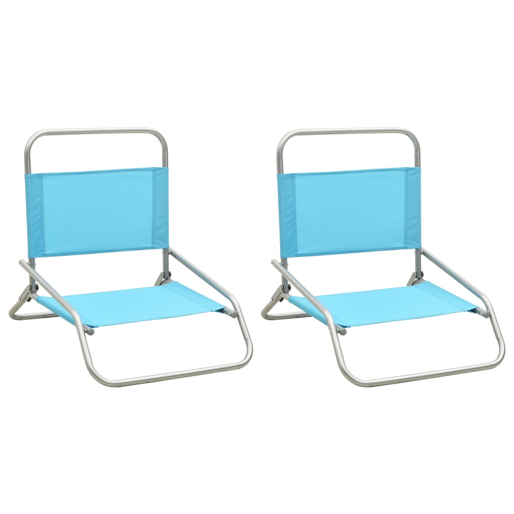 vidaXL Składane krzesła plażowe, 2 szt., turkusowe, obite tkaniną