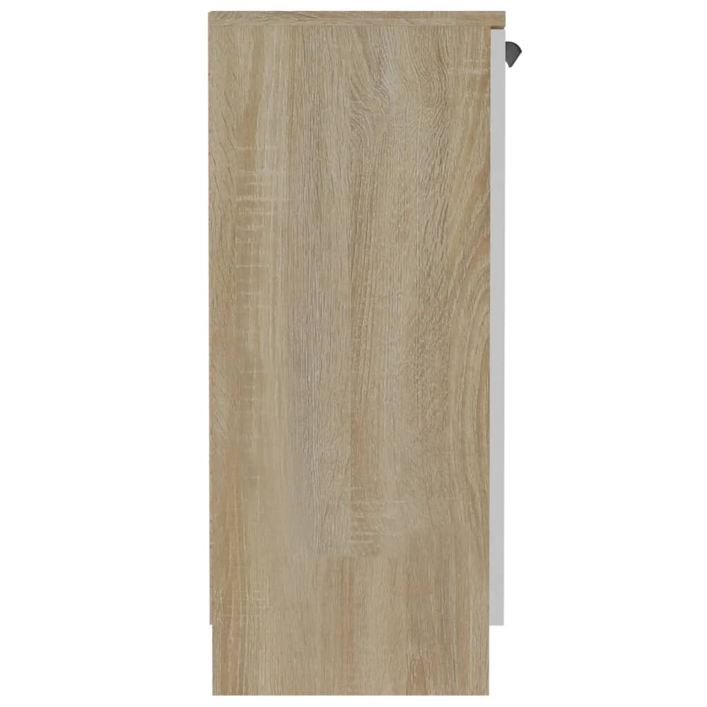 vidaXL Komoda, biel i dąb sonoma, 60x30x70 cm, materiał drewnopochodny