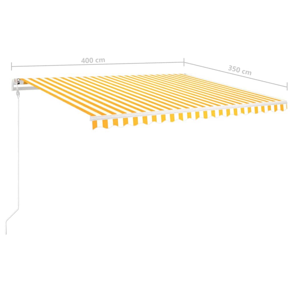 vidaXL Ręcznie zwijana markiza z LED, 4x3,5 m, żółto-biała