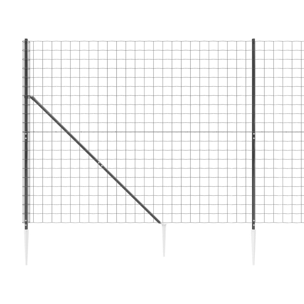 vidaXL Ogrodzenie z siatki, z kotwami, antracytowe, 2,2x25 m