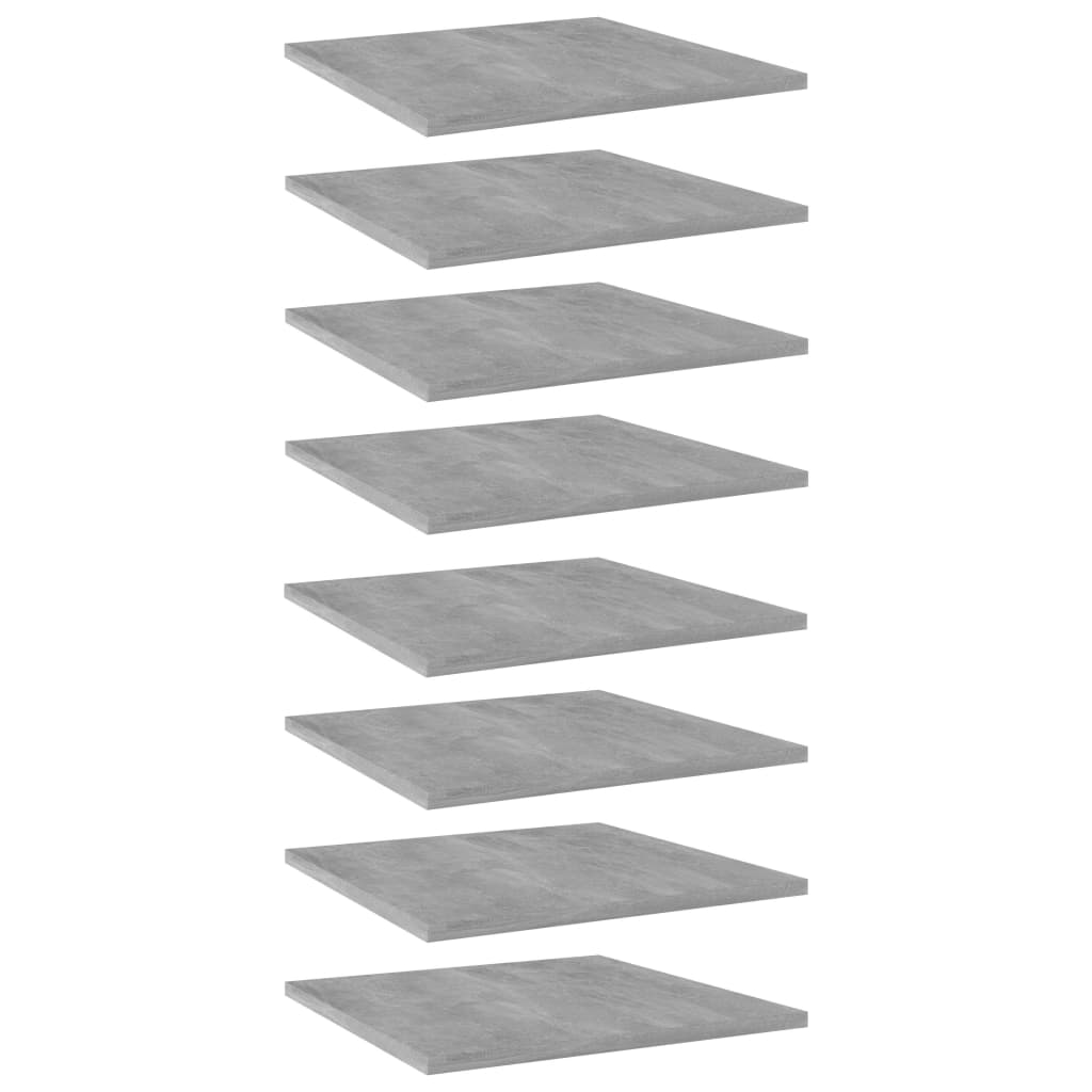 vidaXL Półki na książki, 8 szt., szarość betonu, 40x40x1,5 cm, płyta