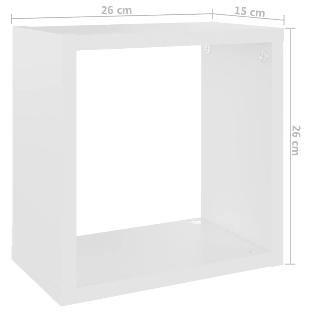 vidaXL Półki ścienne kostki, 6 szt., białe, 26x15x26 cm